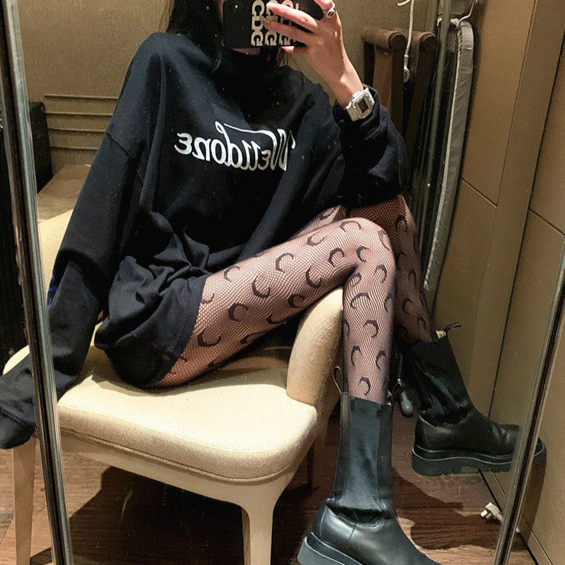 Women's Patterned Tights Black White Lace Tights Fishnet Floral Stockings Sexy Pantyhose Leggings - White