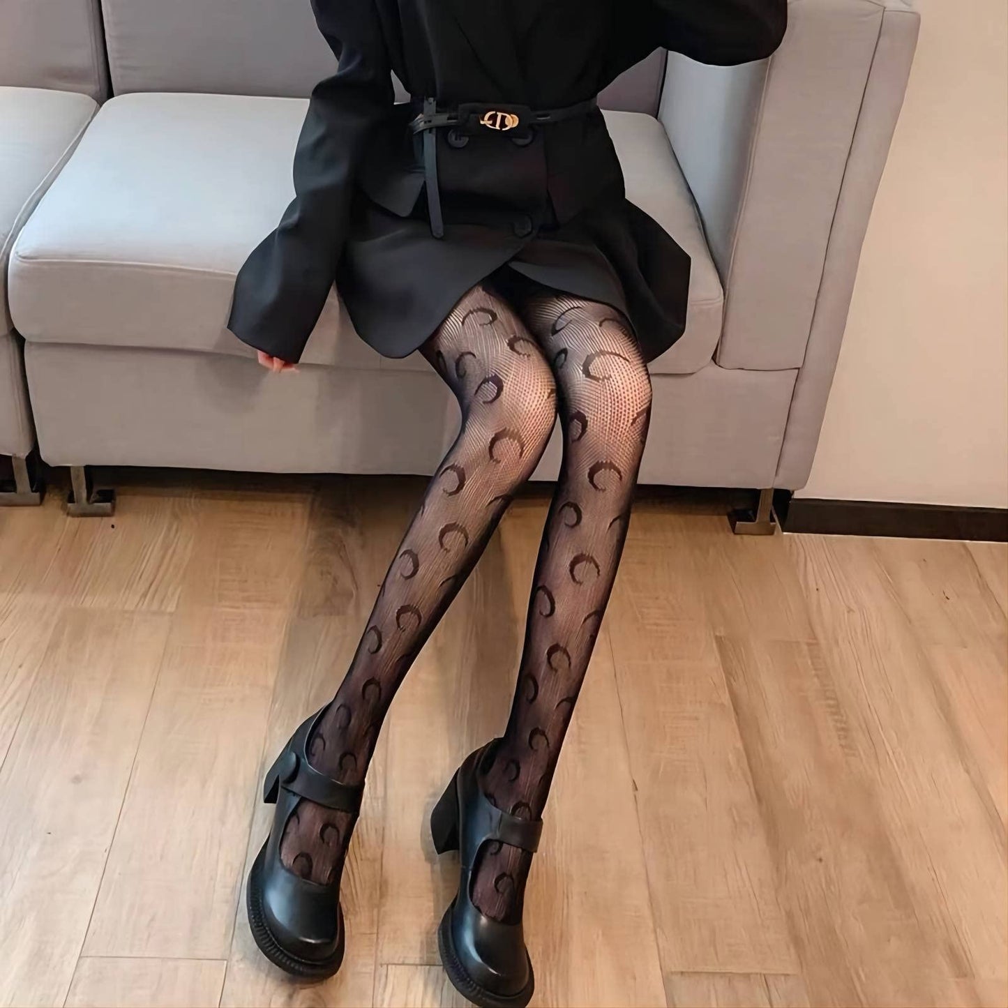 Women's Patterned Tights Black White Lace Tights Fishnet Floral Stockings Sexy Pantyhose Leggings - White