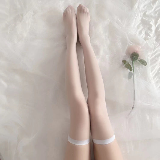 Thin Over-the-Knee and Mid-Calf Socks - White